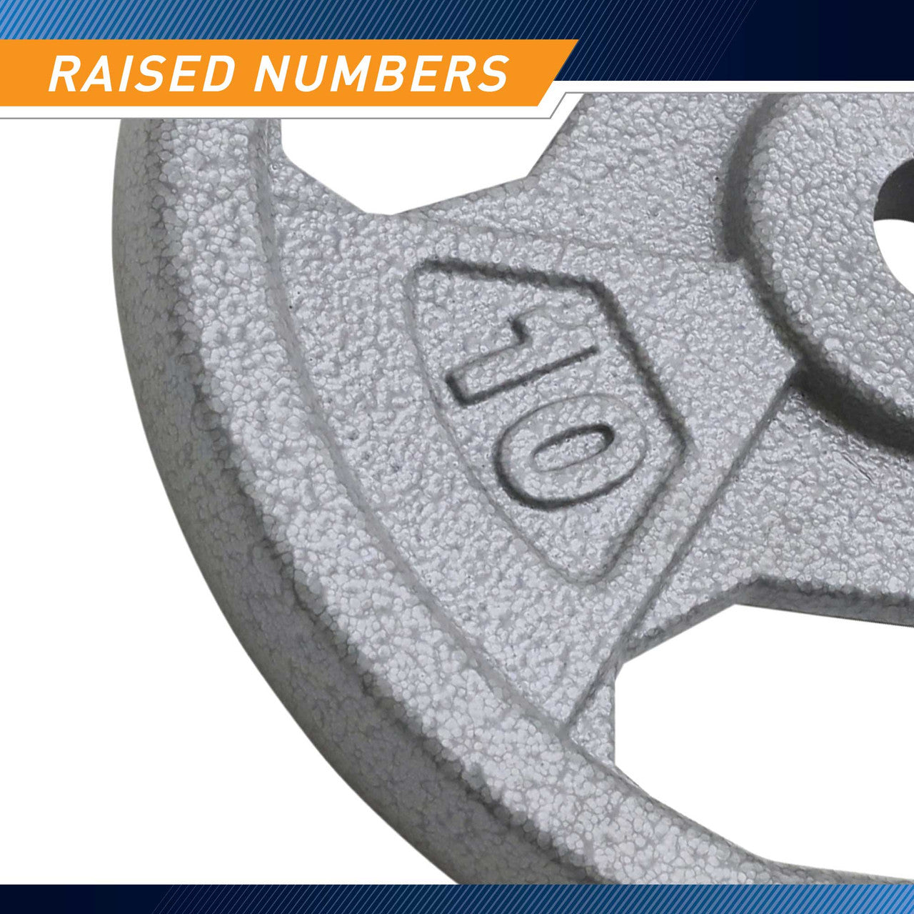 10lb Standard Size Grip Plate - Infographic - Raised Numbers
