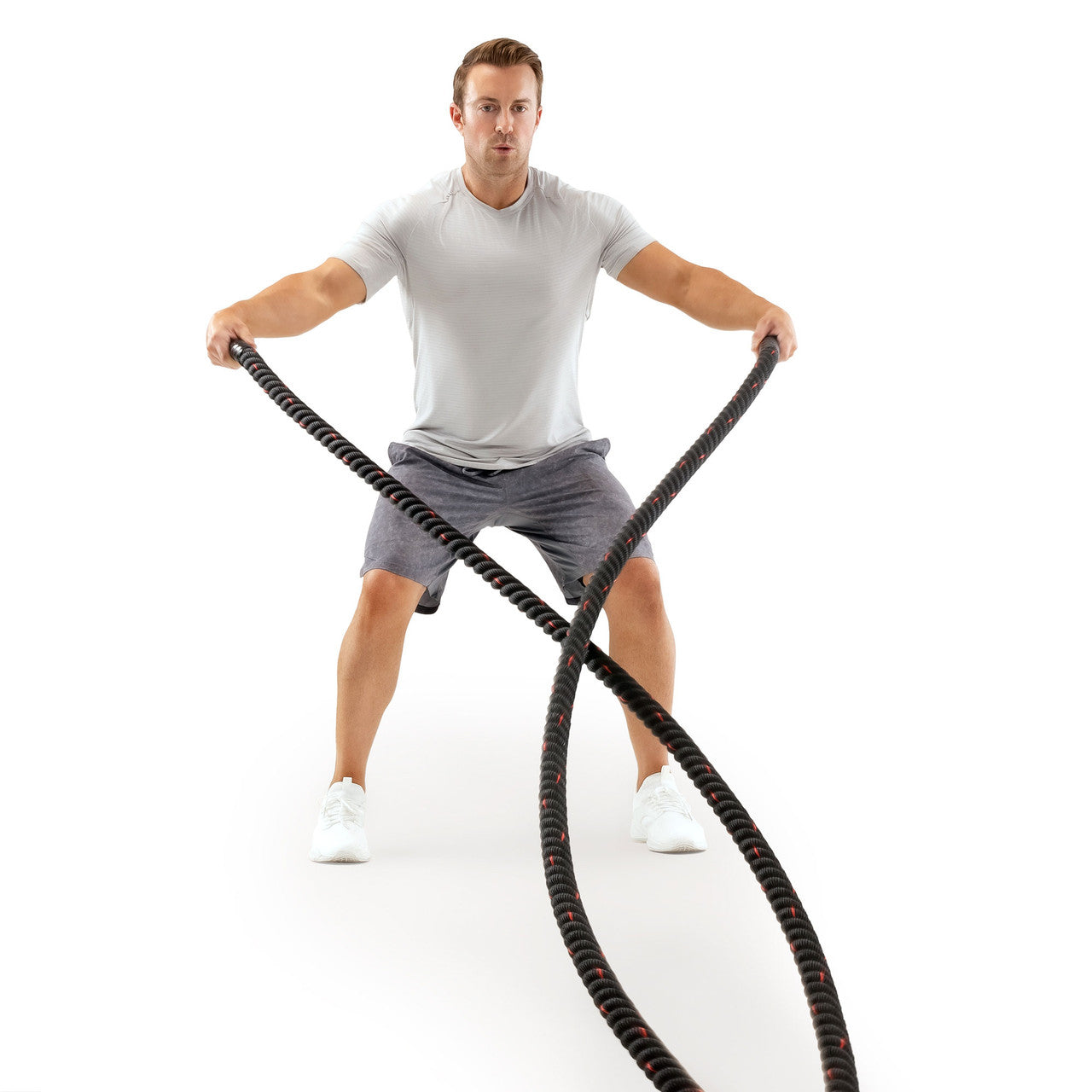12 M (40 ft) Battle Ropes 38mm (1.5 Inch) Diamater Heavy Exercise Rope ProIron PRO-ZS01-2 - In Use By Model
