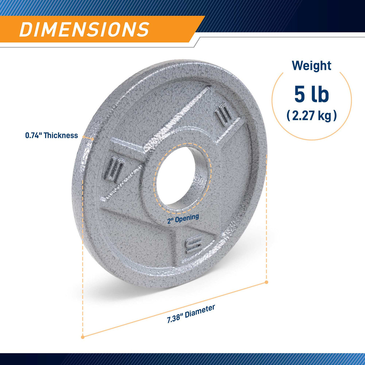 5lb Classic Olympic Plate MCW-5 - Infographic - Dimensions
