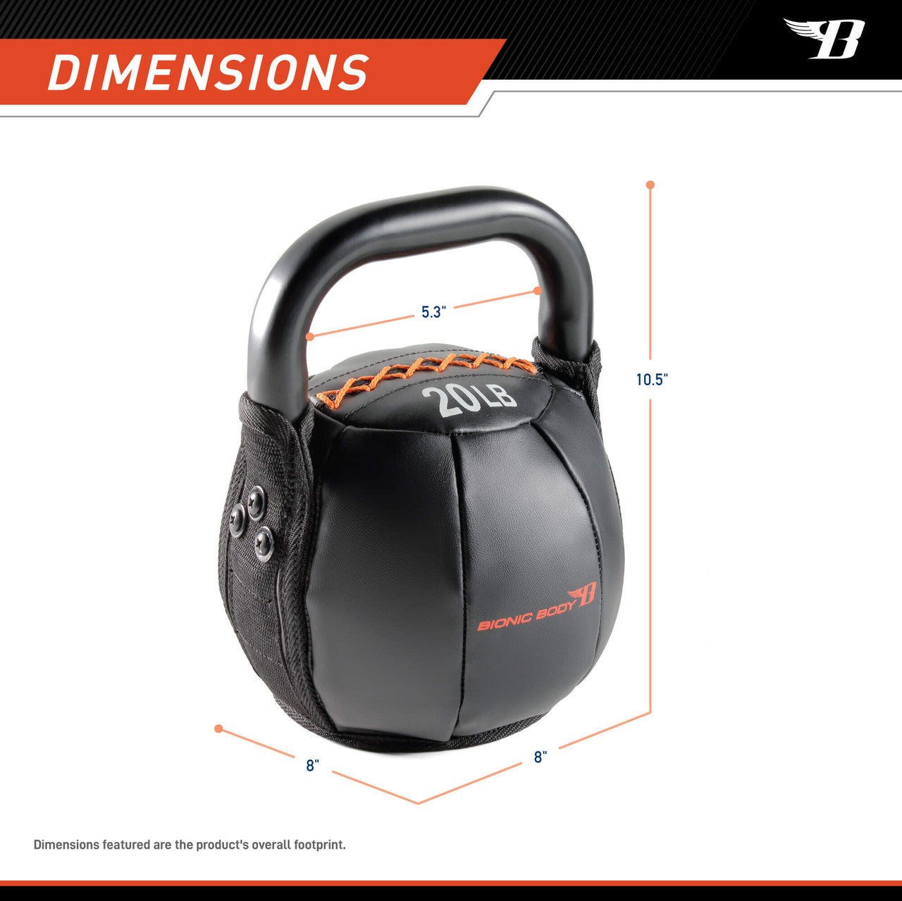 Bionic Body 20 lb. Soft Kettlebell BBKB-20 - DIMENSION