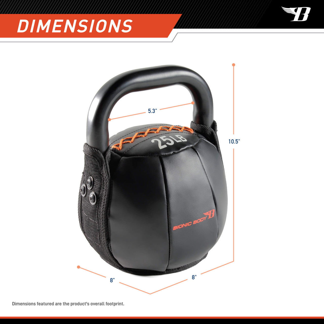 Bionic Body 25 lb. Soft Kettlebell BBKB-25 - DIMENSIONS