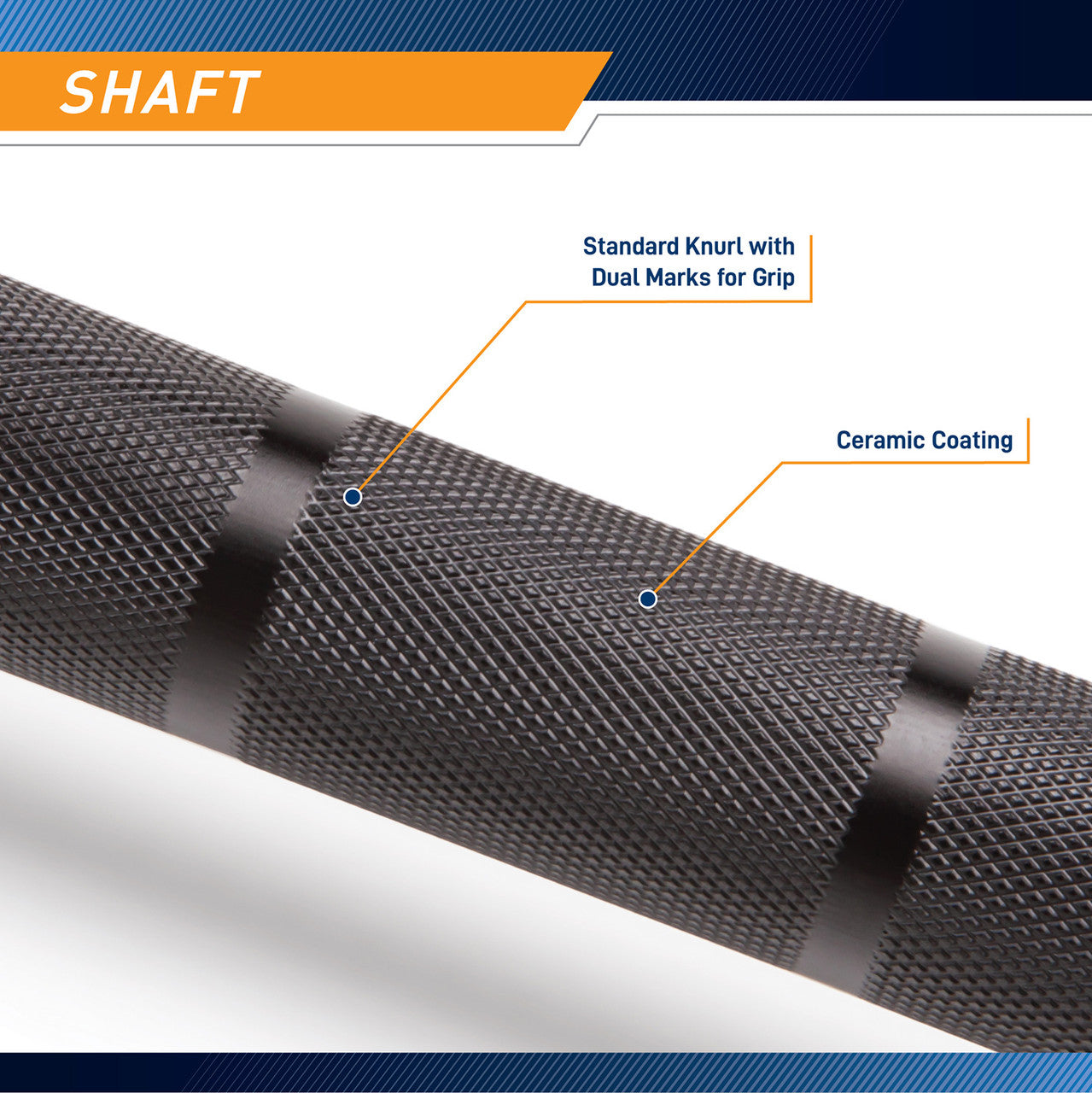 45lb Olympic Barbell SteelBody - STB-1606BKC - Black and Chrome - knurling