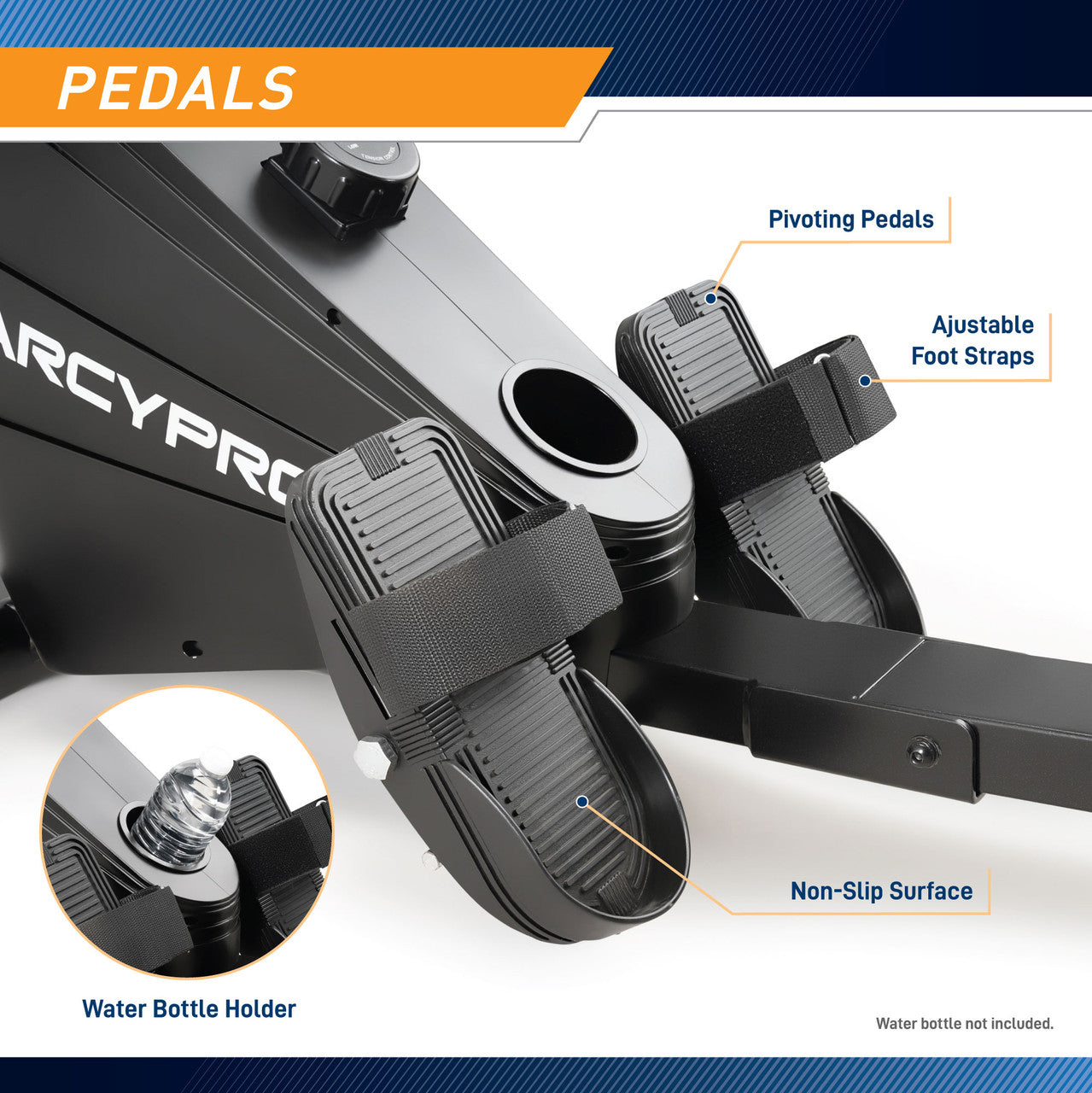 Compact Rowing Machine with Magnetic Resistance – XJ-6860RW Marcy - Infographic - Pedals