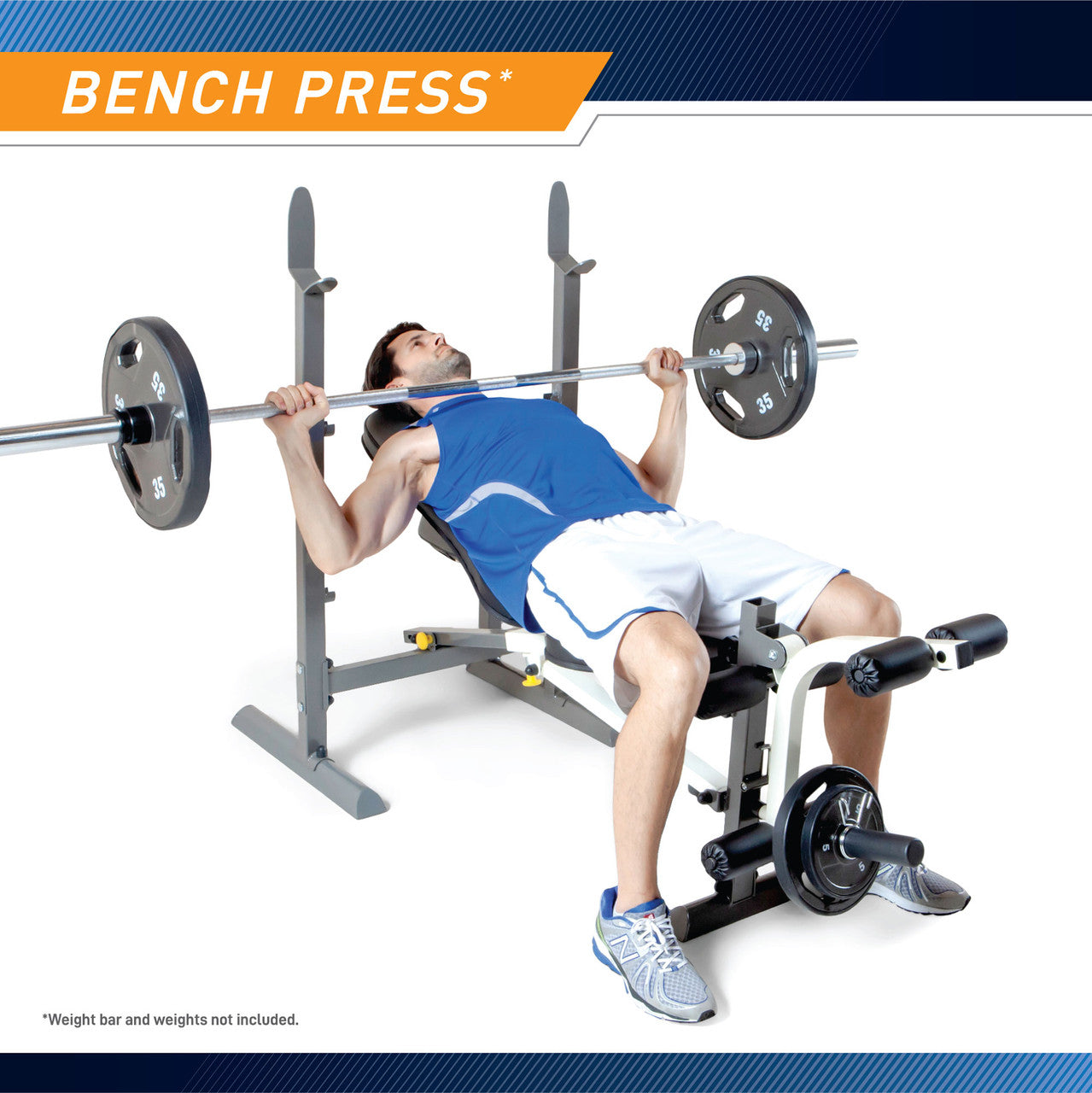 Folding Standard Weight Bench  Marcy MWB-20100 - Infographic - Model Bench Pressing