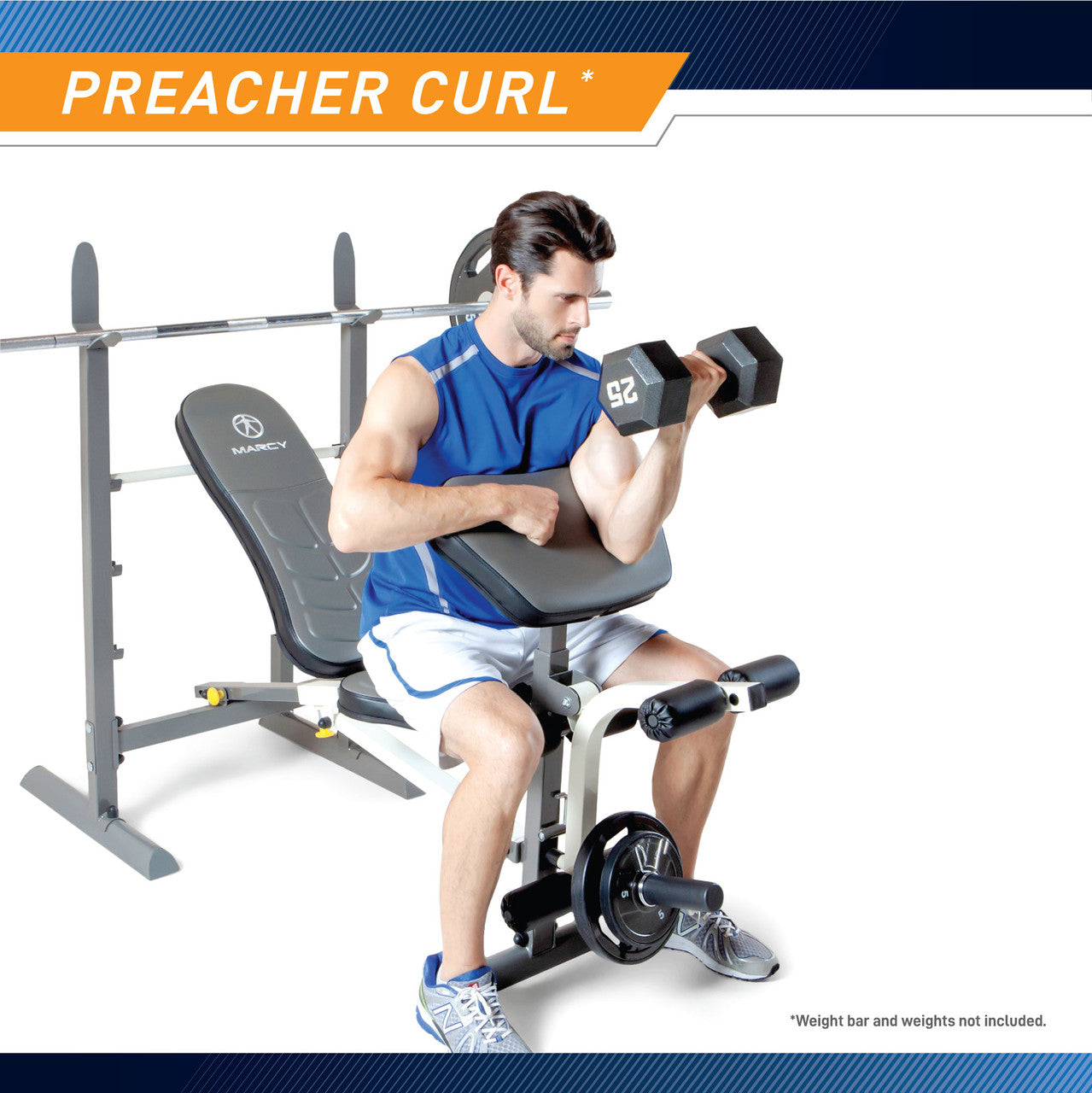 Folding Standard Weight Bench  Marcy MWB-20100 - Infographic - Model Curling