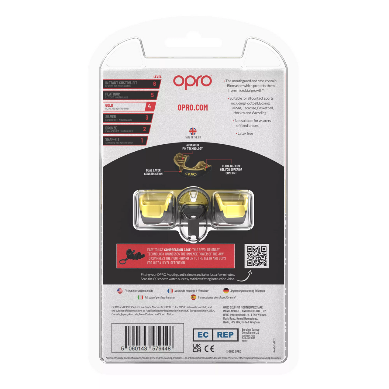 Gold Level Mouthguard, Sports Mouth Guard Adult Size for Boxing, Lacrosse, MMA, Martial Arts, Hockey, and All Contact Sports - Opro by Marcy - Black 102509001 - Back Pack