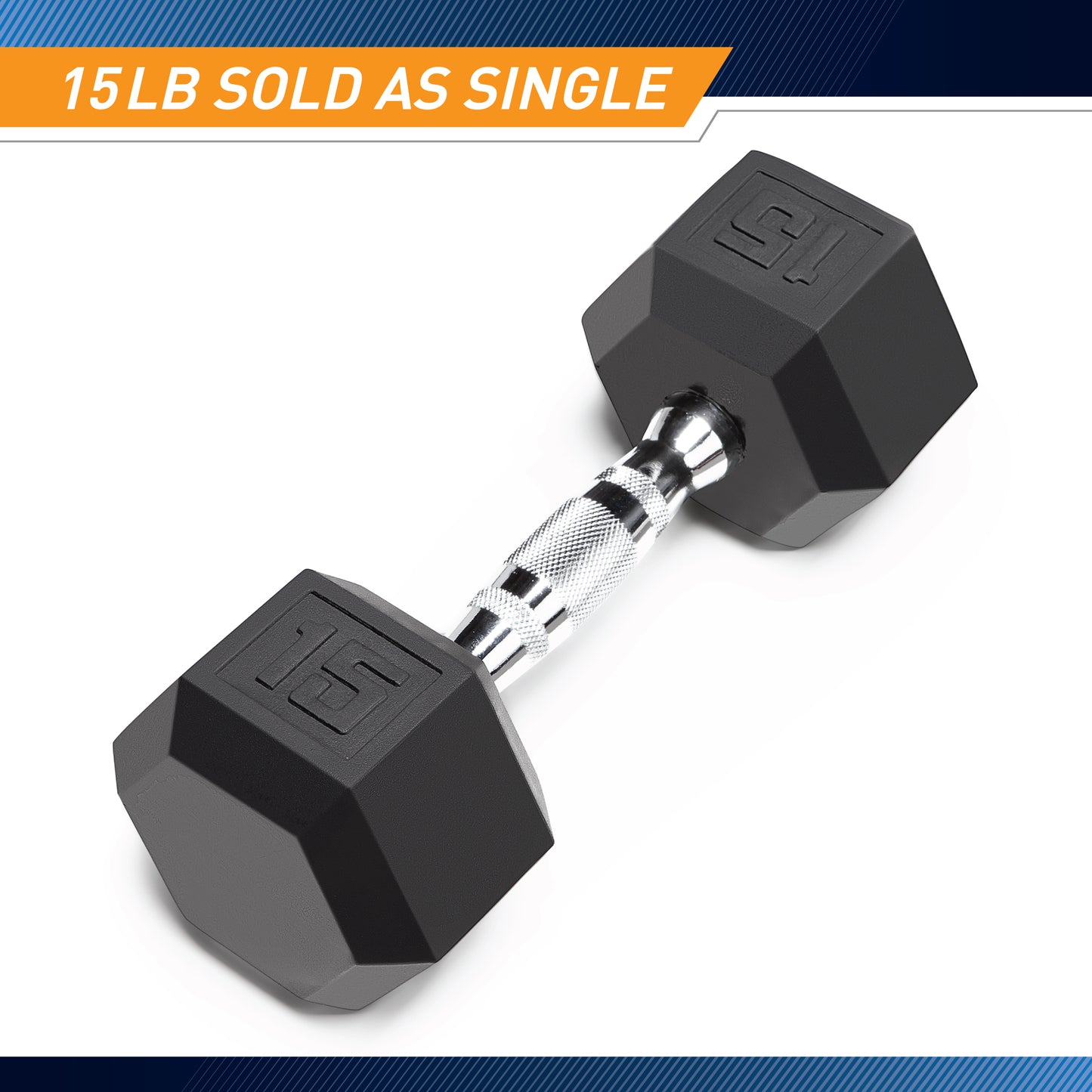 Marcy 15lb Rubber Hex Dumbbell | IBRH-015