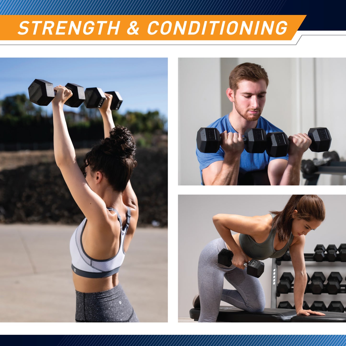 Marcy 45lb Rubber Hex Dumbbell | IBRH-045