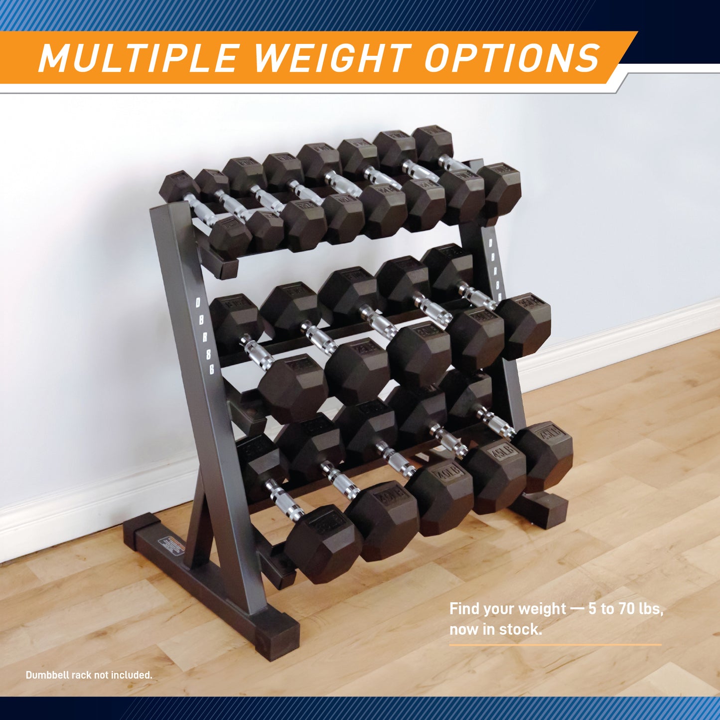 Marcy 60lb Rubber Hex Dumbbell | IBRH-060
