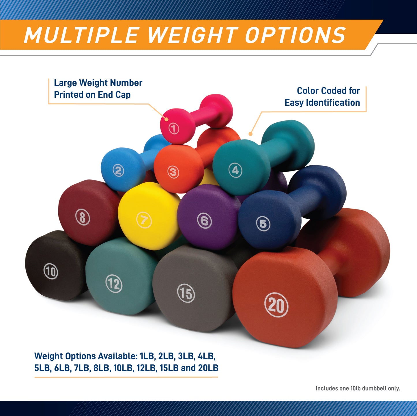 Marcy 10lb Neoprene Dumbbell | INE-010