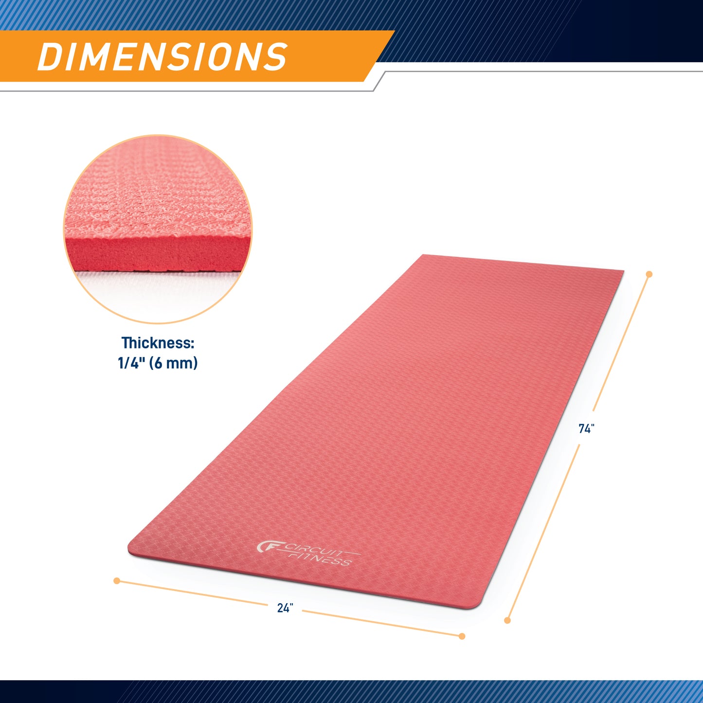 Exercise Mat 1/4” (6mm) thickness in multiple colors | MAT-06 Circuit Fitness