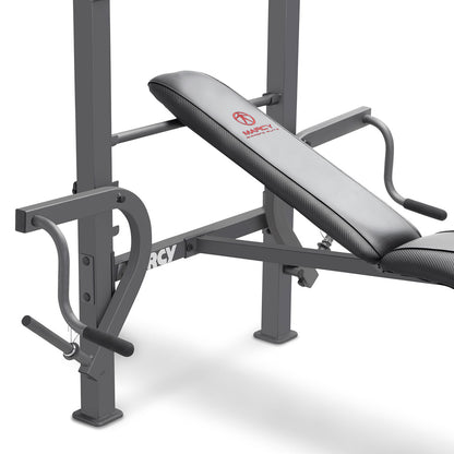 The Marcy Diamond Elite Standard Weight Bench MD-389 includes butterfly weight bars to deliver a full body workout