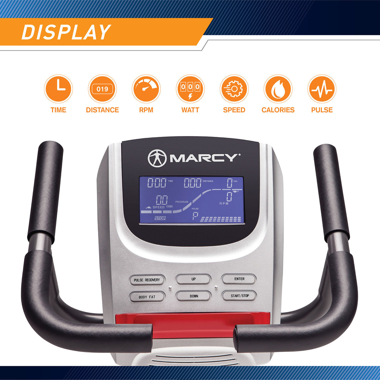 The Regenerating Magnetic Recumbent Bike | Marcy ME-706 includes a LCD computer display screen to track your progress
