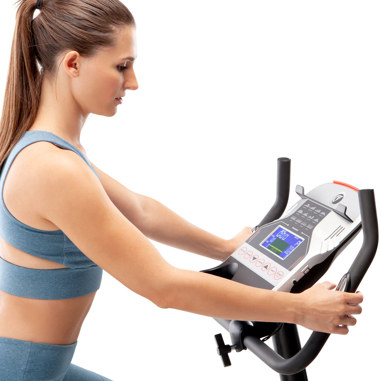 Magnetic Upright Exercise Bike with 15 Workout Presets Circuit Fitness AMZ-594U - Pulse Sensor