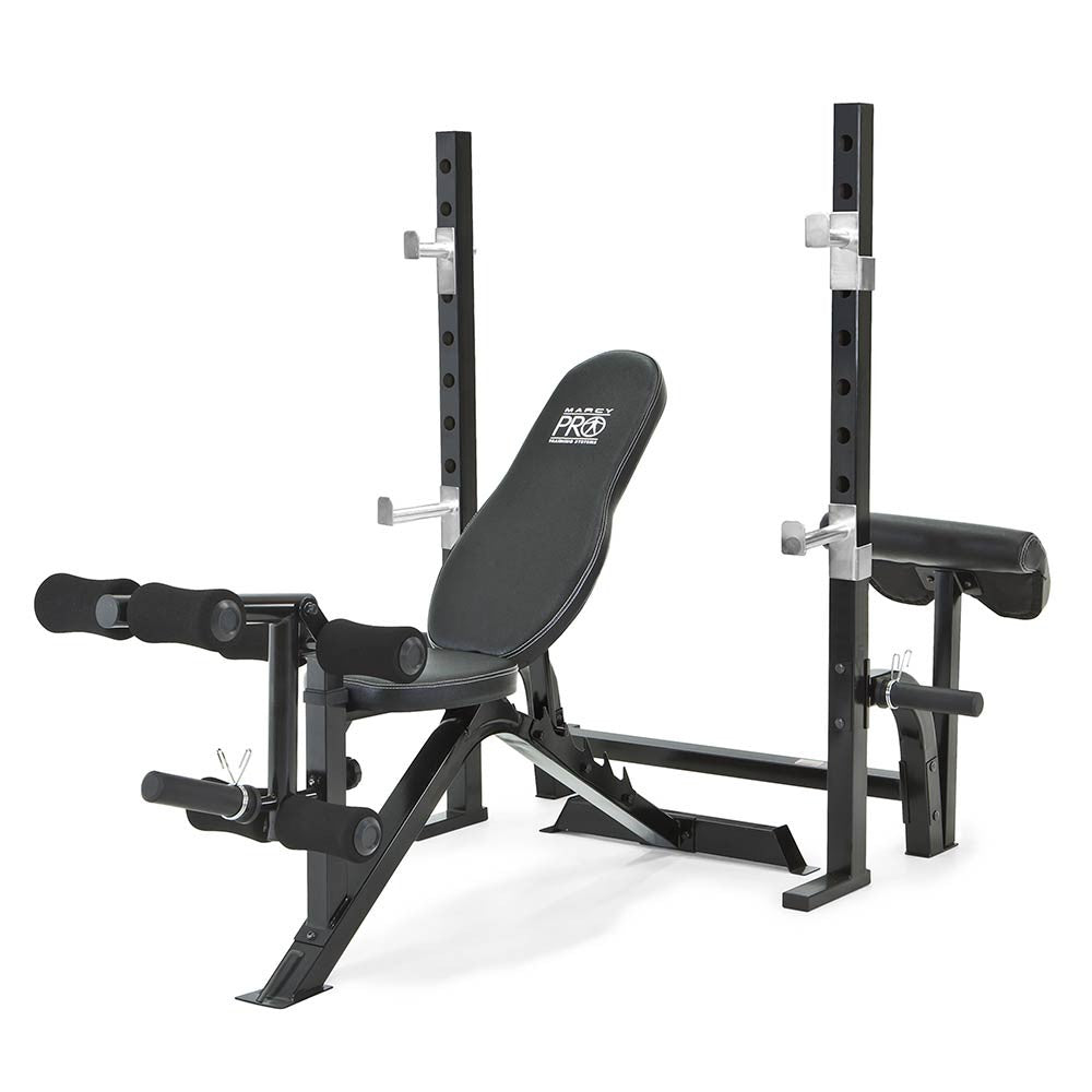 The Marcy Pro 2PC Olympic Bench | PM-842 adds variety to your workout with incline, decline, flat and Military positions