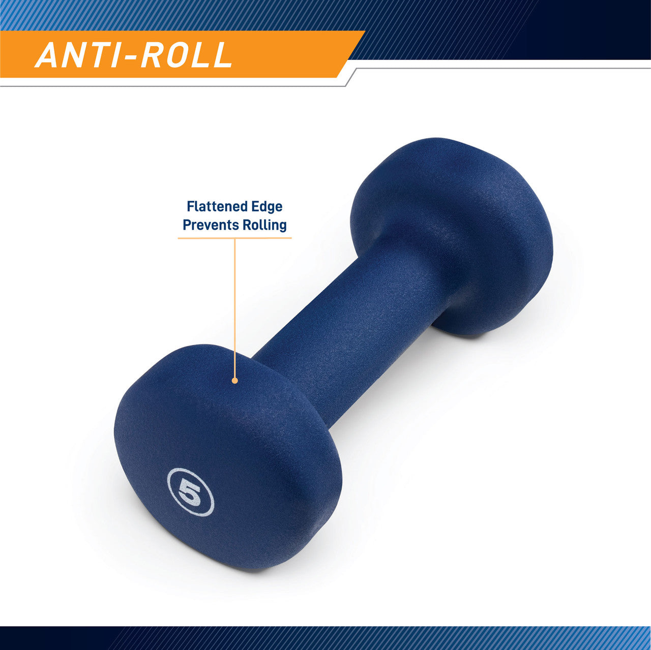 Marcy 5lb Neoprene Dumbbell INE-005 - Infographic - Anti-Roll