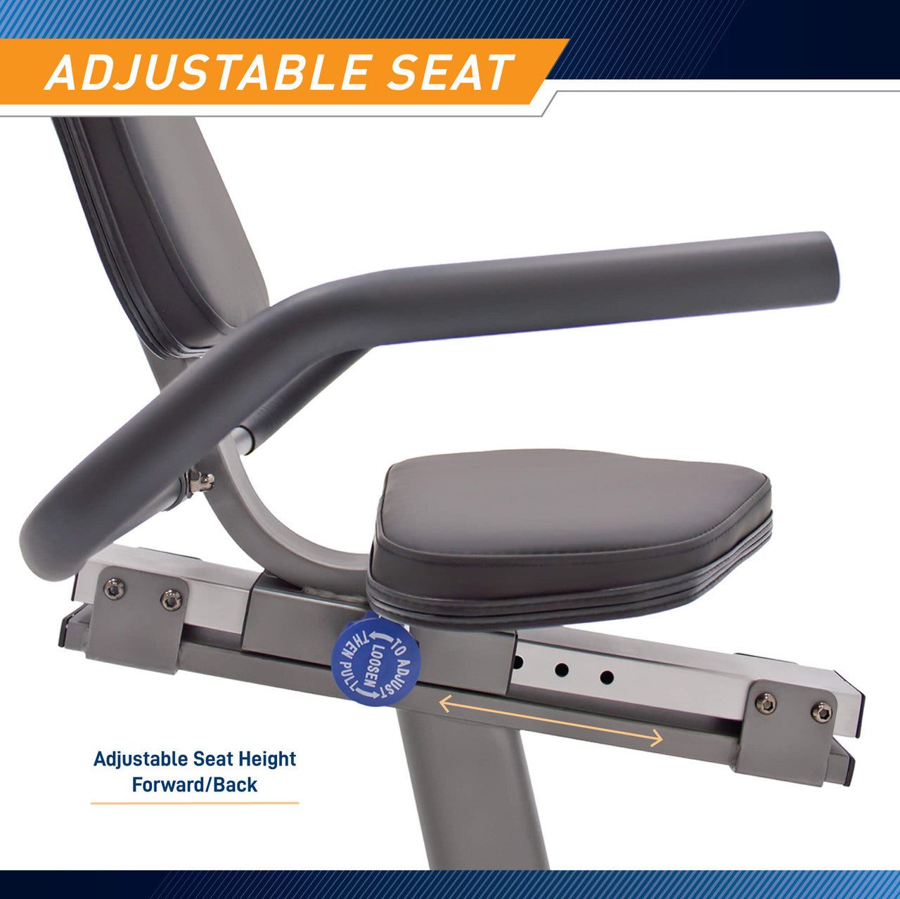 Marcy Recumbent Exercise Bike  NS-1201R - Infographic - Adjustable Seat