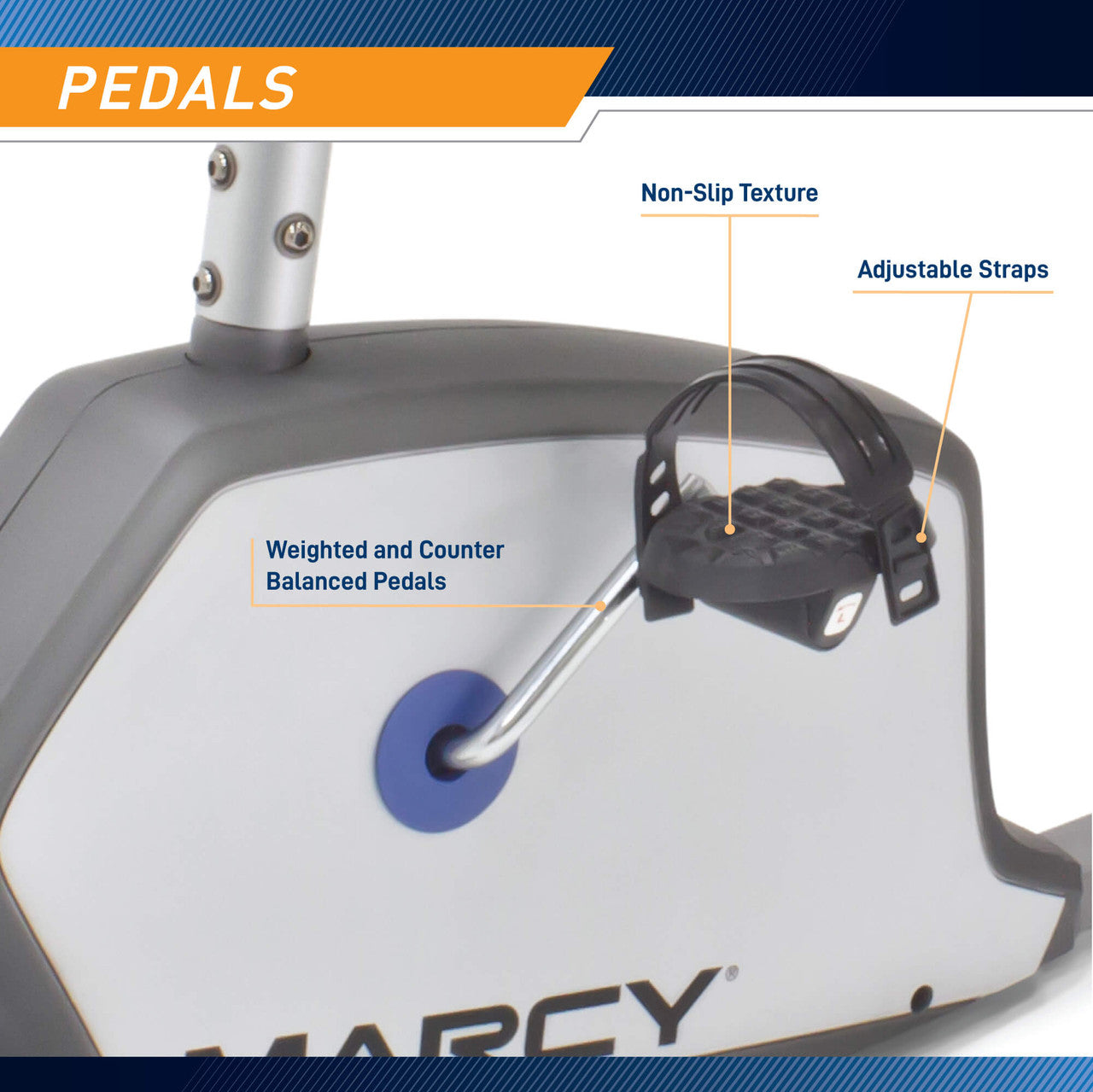 Marcy Recumbent Exercise Bike  NS-1201R - Infographic - Pedals