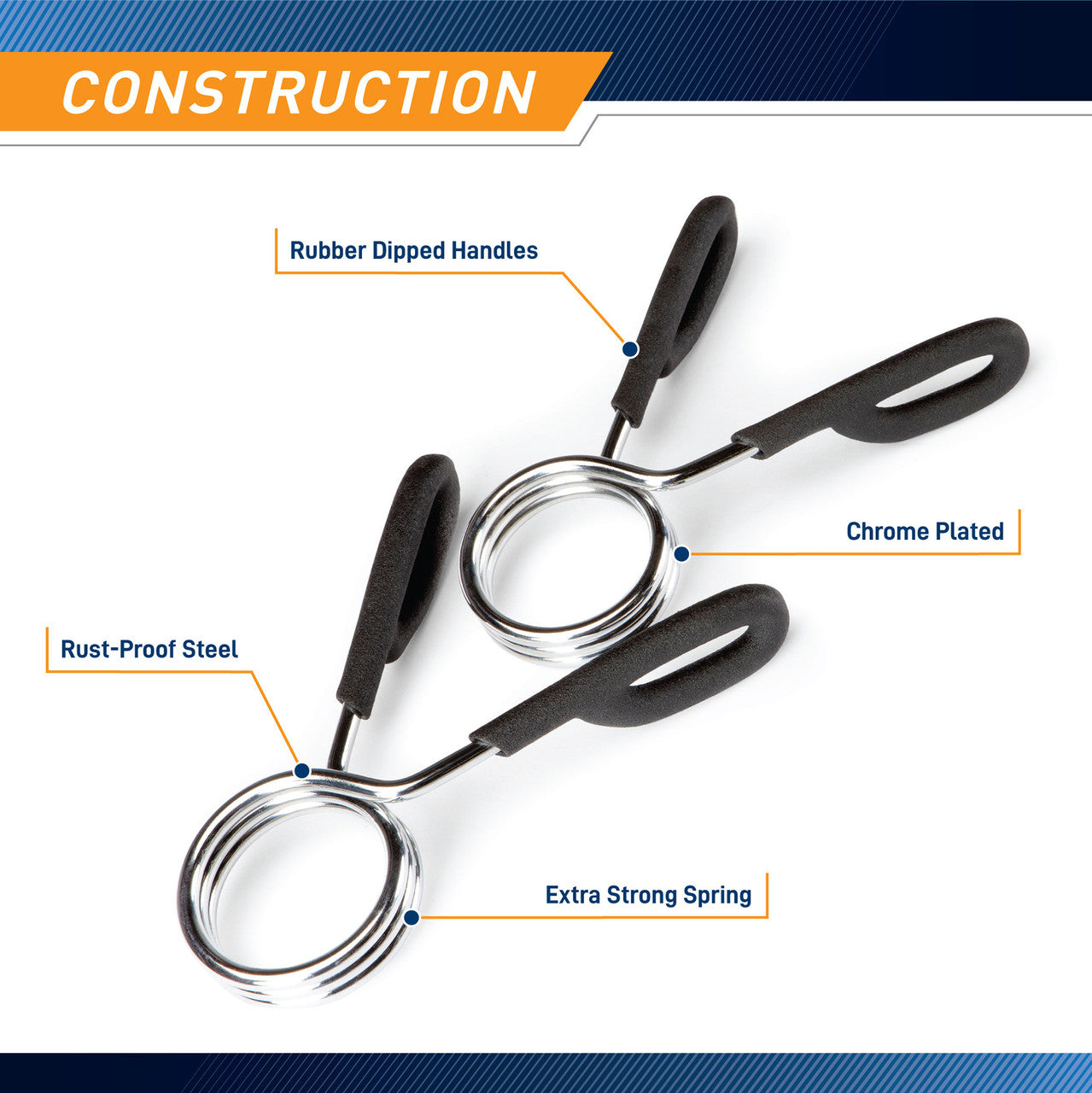 2" Olympic Bar Spring Clip Collars by Marcy
