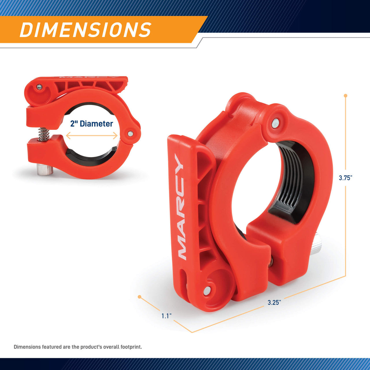 Olympic Barbell Lock Collar Clips to Secure Olympic Weight Plates on an Olympic Bar - OBC-7RD - Marcy - Infographic - Dimensions