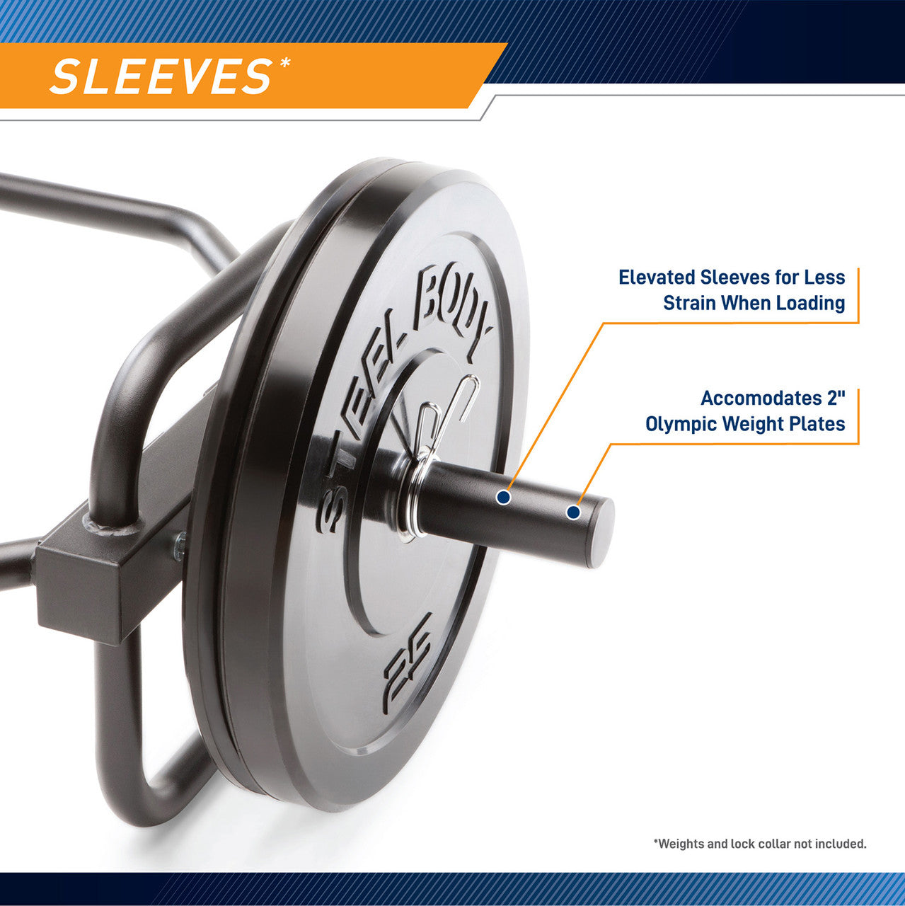 Olympic Hex Trap Bar Shrug Bar with Raised Handles – Marcy HTB-6976 - Sleeves Infographic