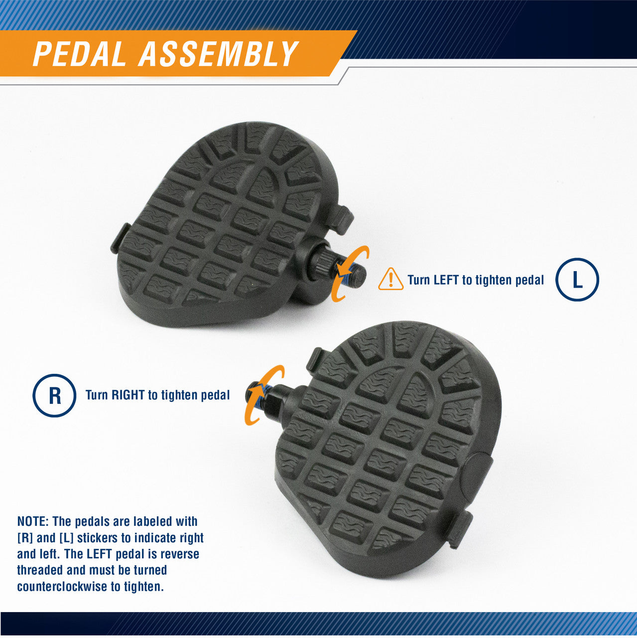 Replacement Pedals for ME-708, ME-709, ME-1019R, NS-40502R - pedal assembly instructions