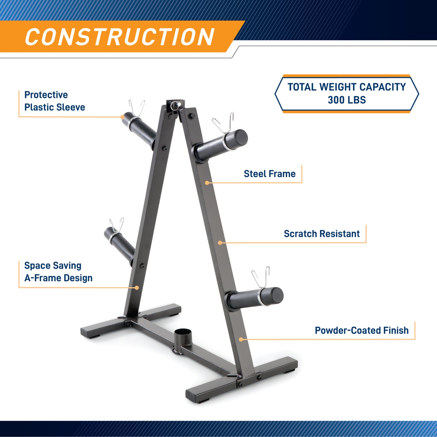 Marcy A-Frame Olympic Weight Plate Tree & Vertical Bar Holder | PT-5740