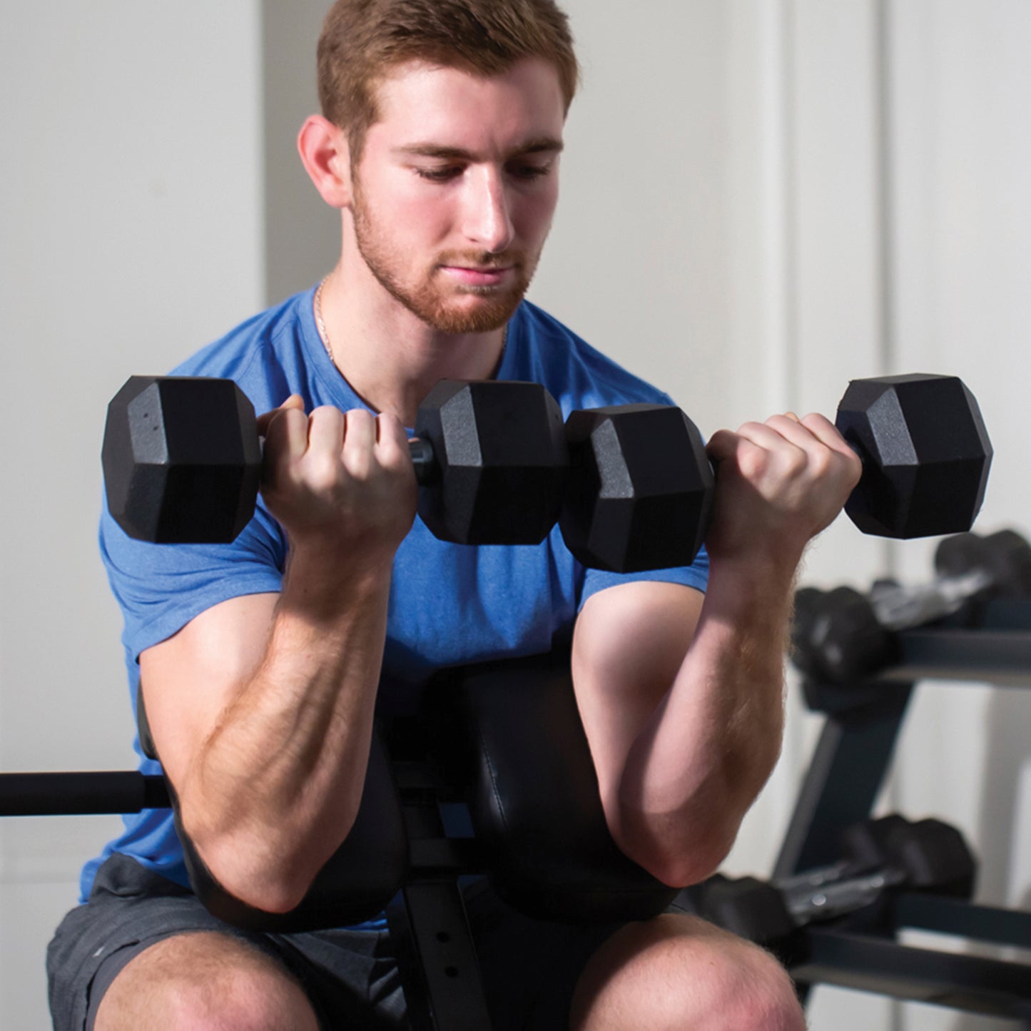 Marcy 45lb Rubber Hex Dumbbell | IBRH-045