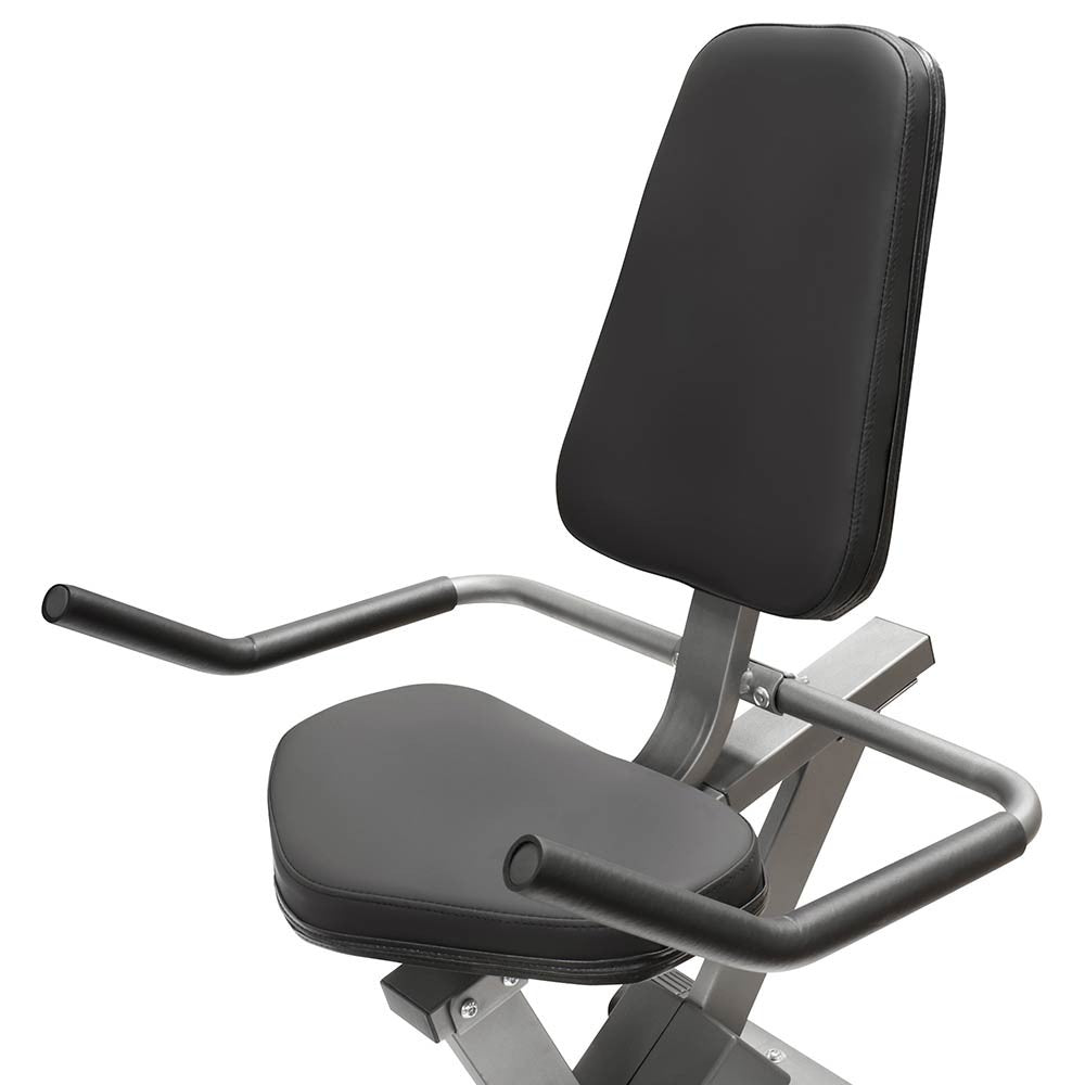 Marcy NS-40502R recumbent exercise bike with a grey frame and black seat.