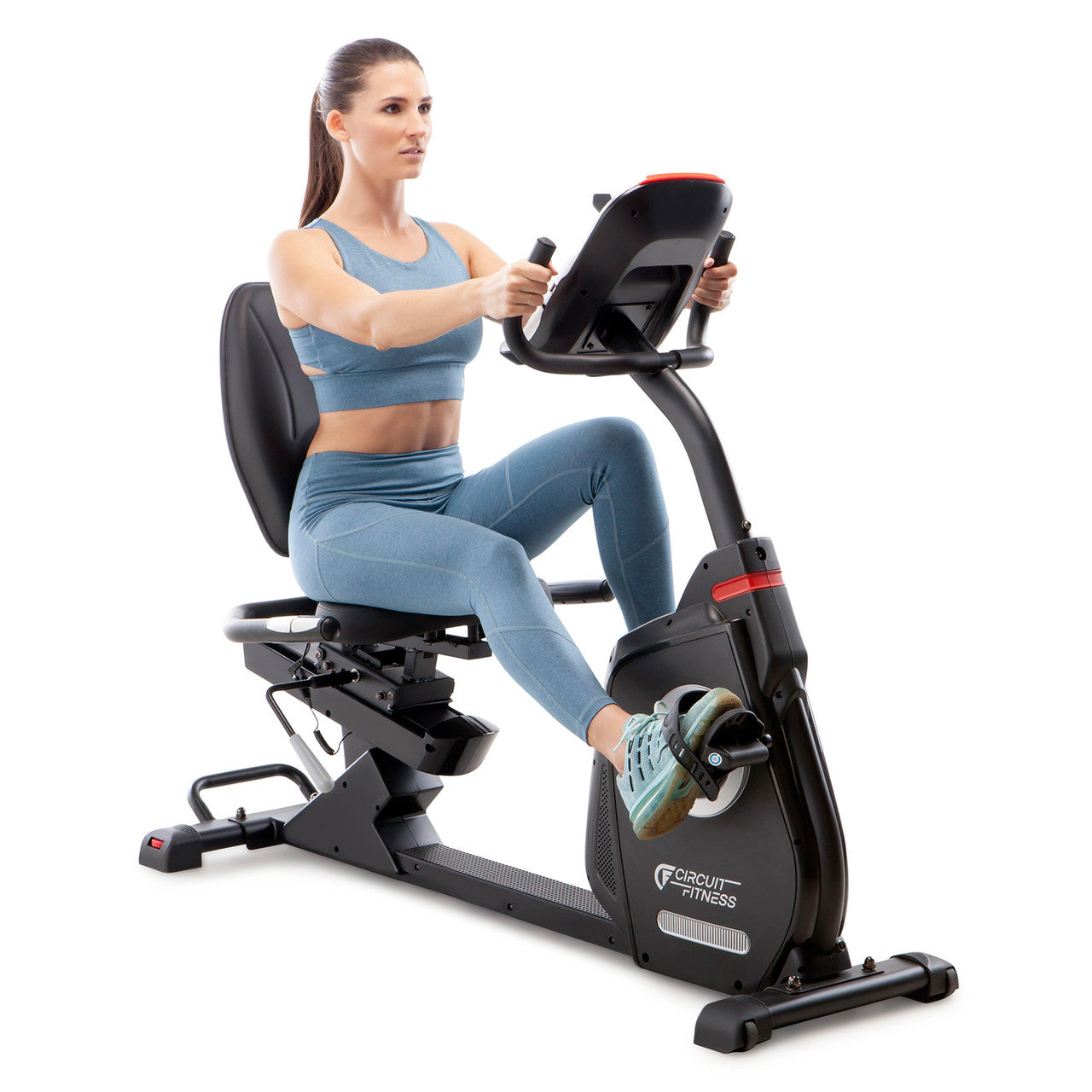 Recumbent Magnetic Exercise Bike with Heart Rate Monitor Circuit Fitness AMZ-587R - With Model