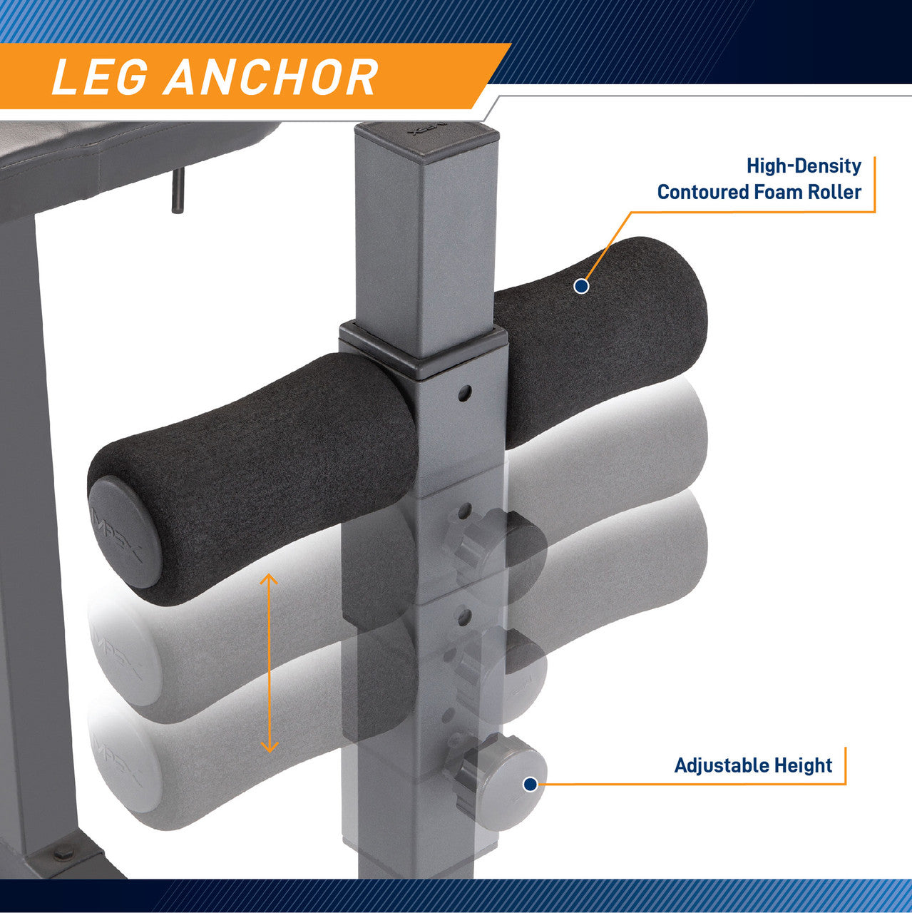 Roman Chair, Hyper Extension Bench Marcy JD-3.1 - Infographic - Adjustable Leg Anchor