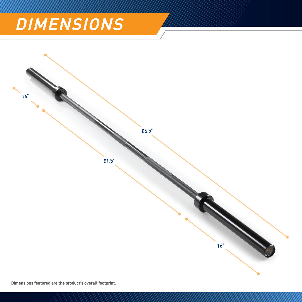45 lb. olympic barbell by SteelBody will complete your home gym - dimensions