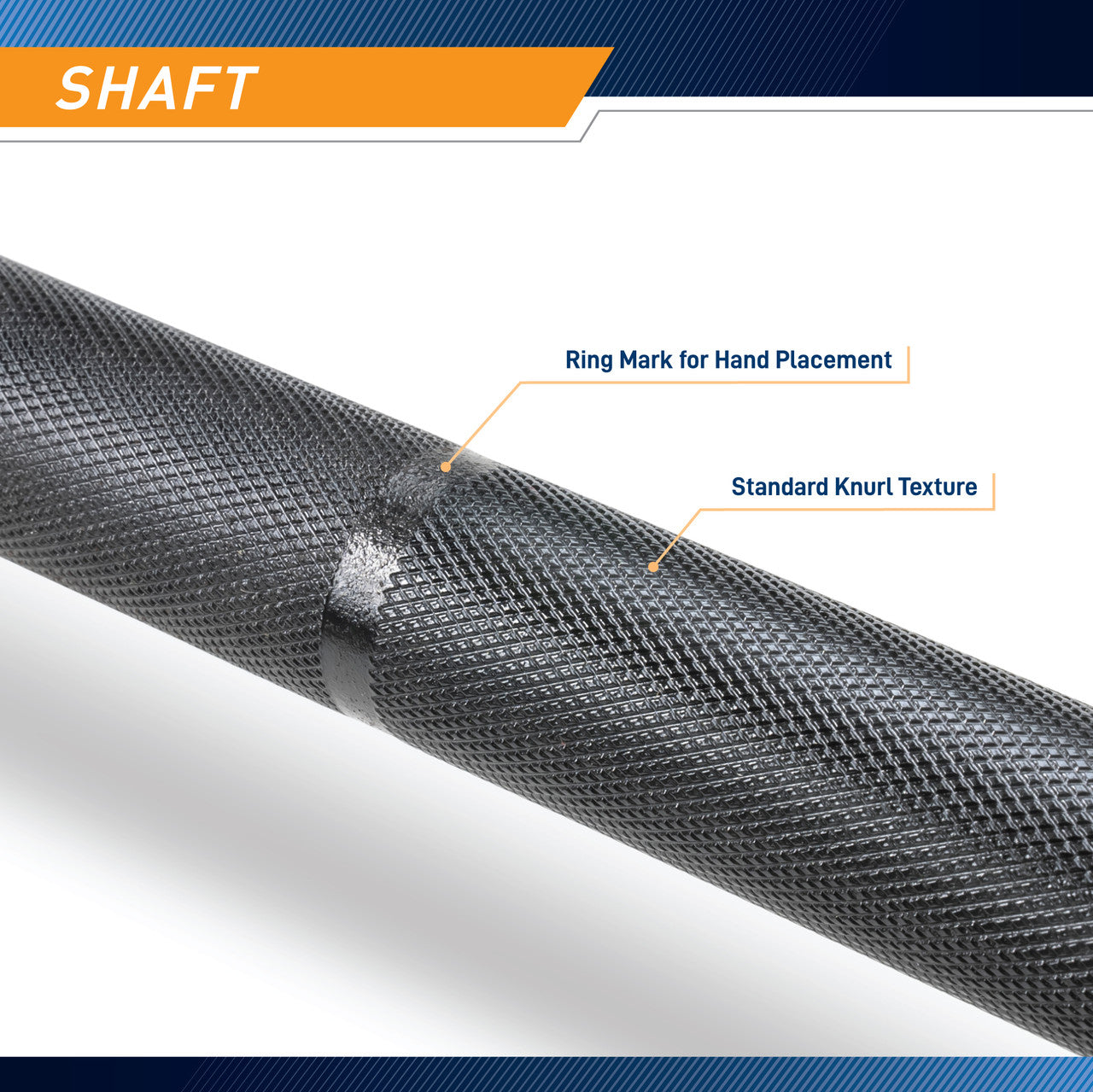 45 lb. olympic barbell by SteelBody has texture for added grip - shaft
