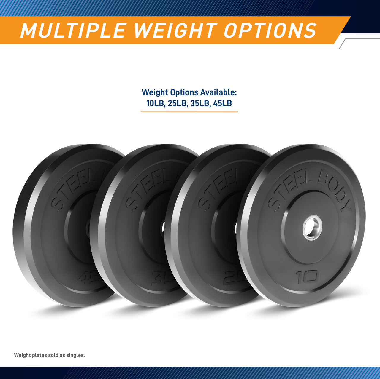 10 lbs. Olympic Bumper Plate by SteelBody to add weight to your HIIT Workout - multiple weight options