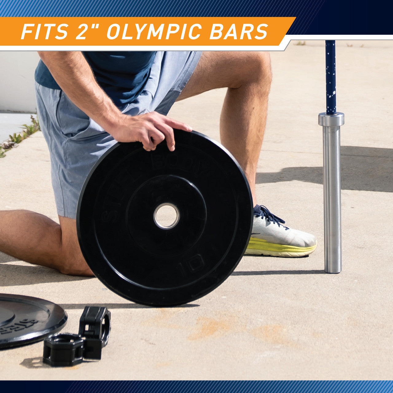 10 lbs. Olympic Bumper Plate by SteelBody to add weight to your HIIT Workout - compatible with olympic bars