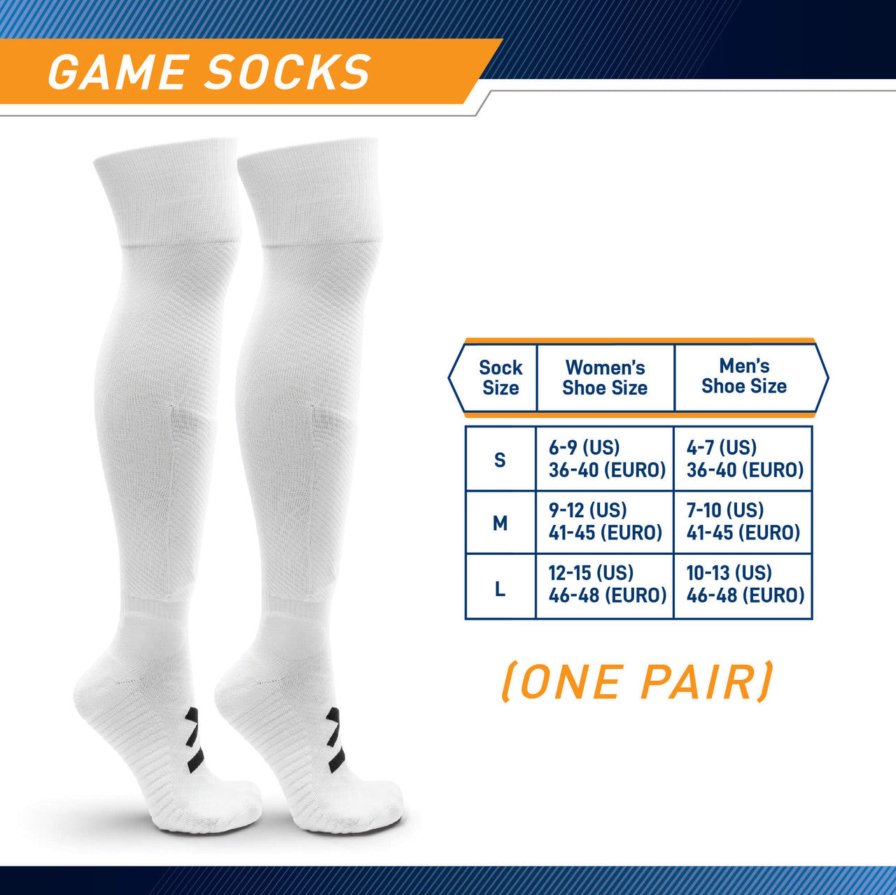 Sockapro Soccer Sock Compression Sock for Shin Guard Marcy Sports - Infographic - Game Socks Sizes