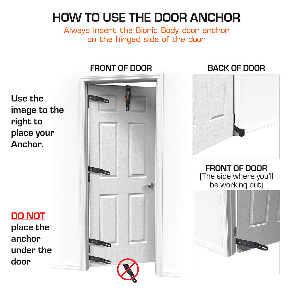 The Bionic Body door anchor - How to Use Door Anchor - Do not use on Bottom of Door