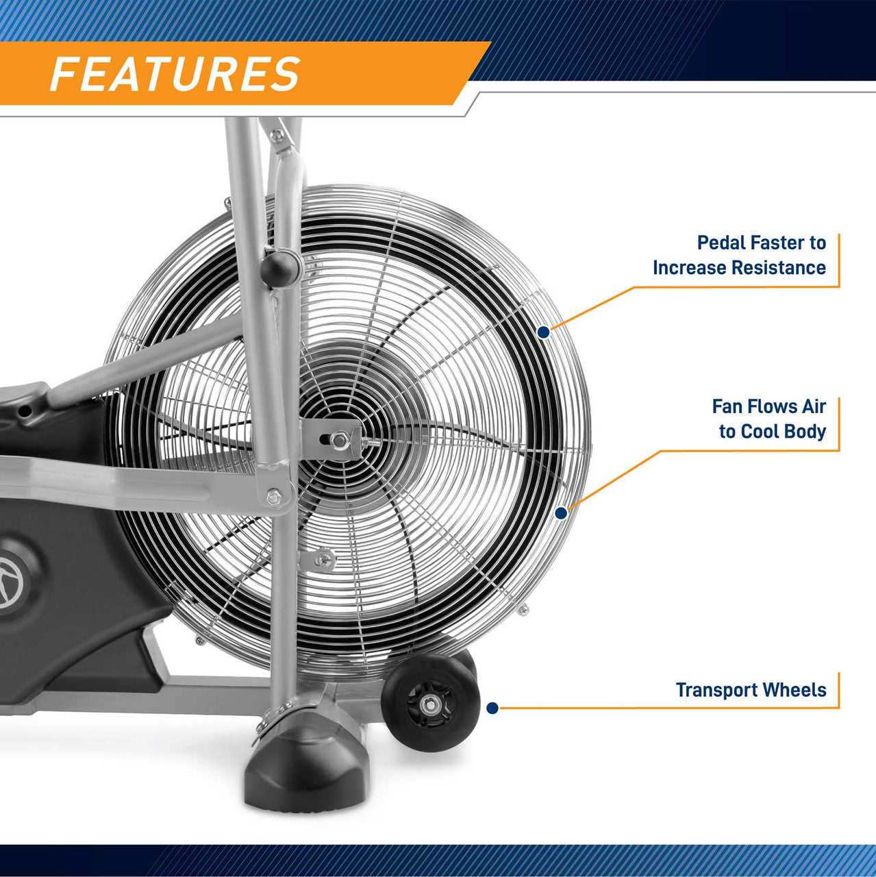The Marcy AIR-1 Deluxe Fan Bike uses air resistance to give a natural and cooling feel