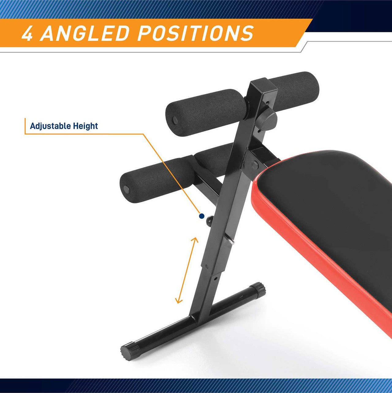 The Marcy SB-4606 Folding Utility Bench w Headrest Slant Board allows you to adjust your position at 4 different angles