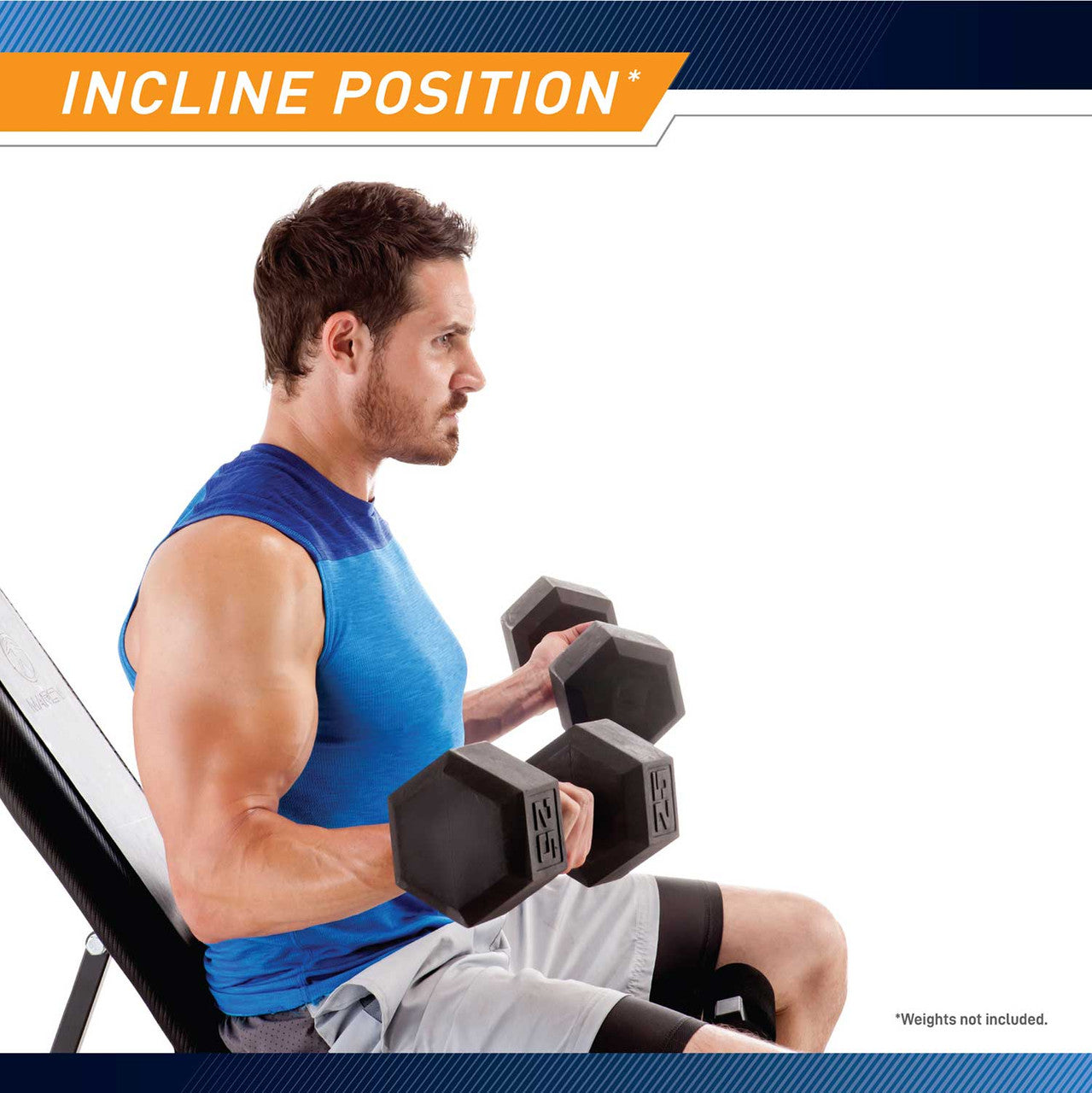 The Marcy Utility Bench SB-261W by Marcy in use -incline position