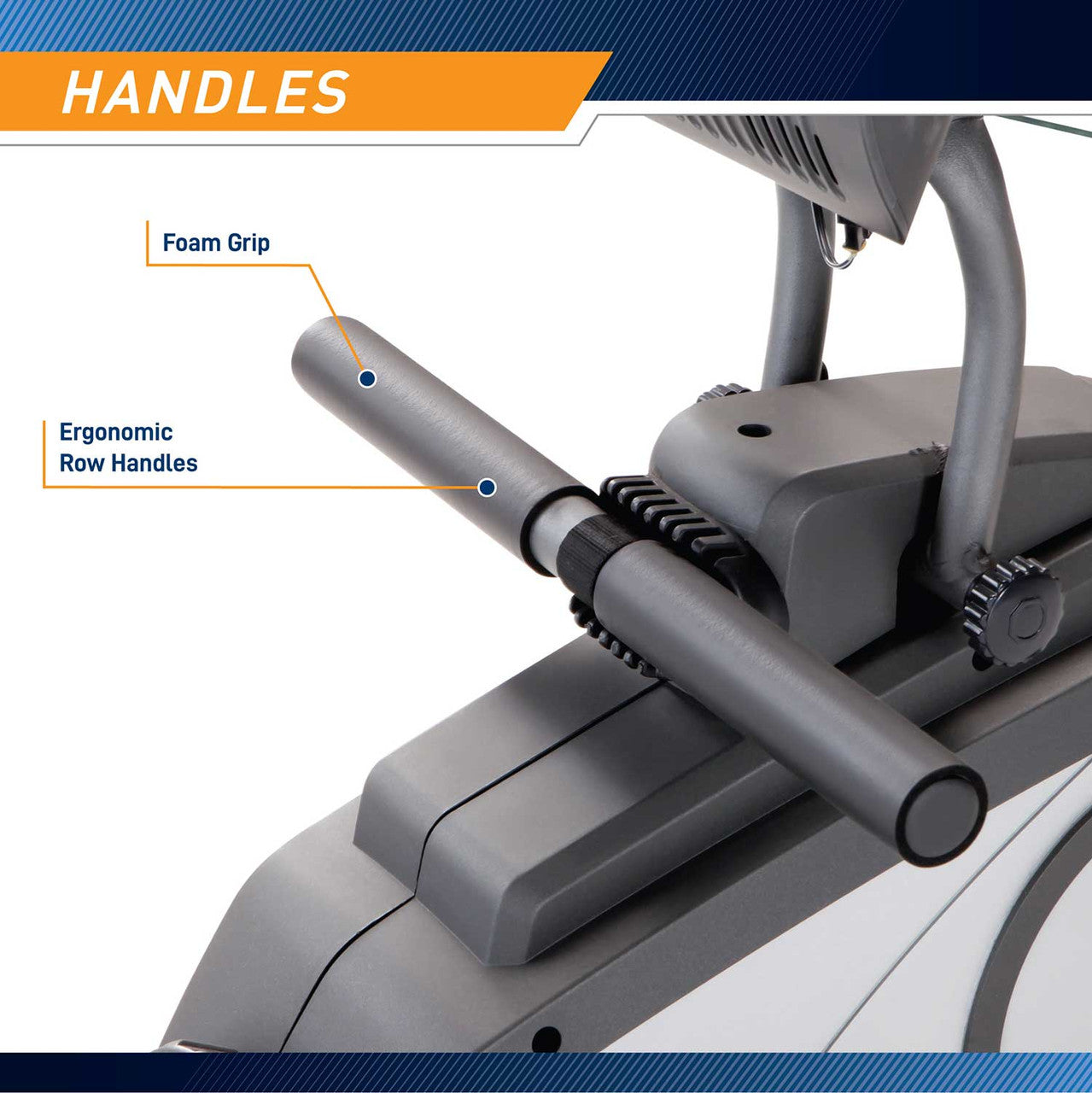 The Rowing Machine Marcy NS-40503RW has a rubber grip handle so you do not lose grip as you sweat