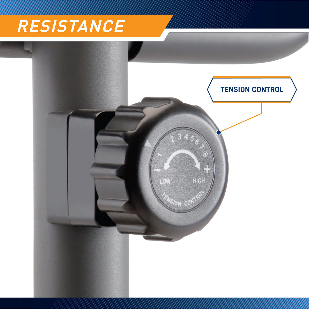 The Upright Exercise Bike ME-708 includes a resistance knob to easily adjust the tension for your workouts