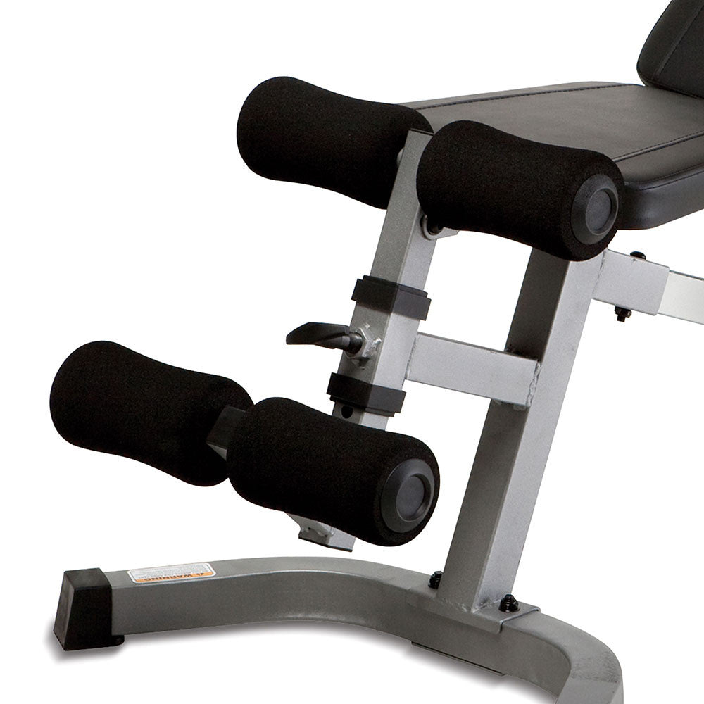 The Marcy SB-510 Utility Bench includes foam padded rollers to stabilize your intense workouts