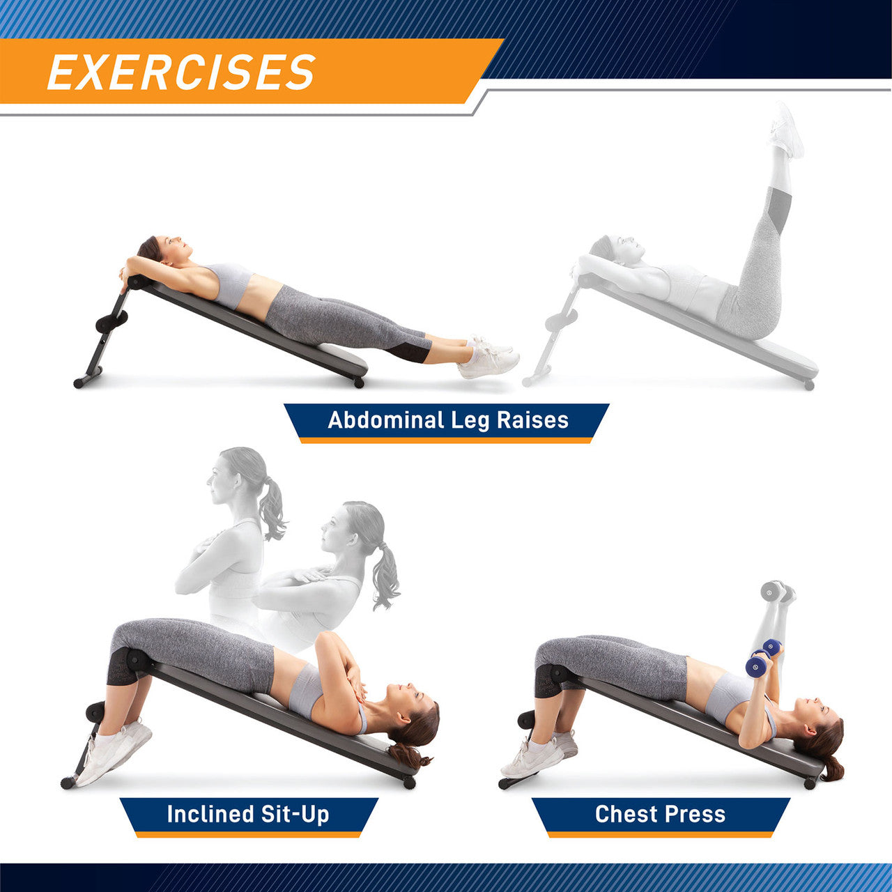 Utility Slant Board  Marcy Apex JD-1.2 - Exercises - Leg Raises Sit Ups Declined Barbell Press