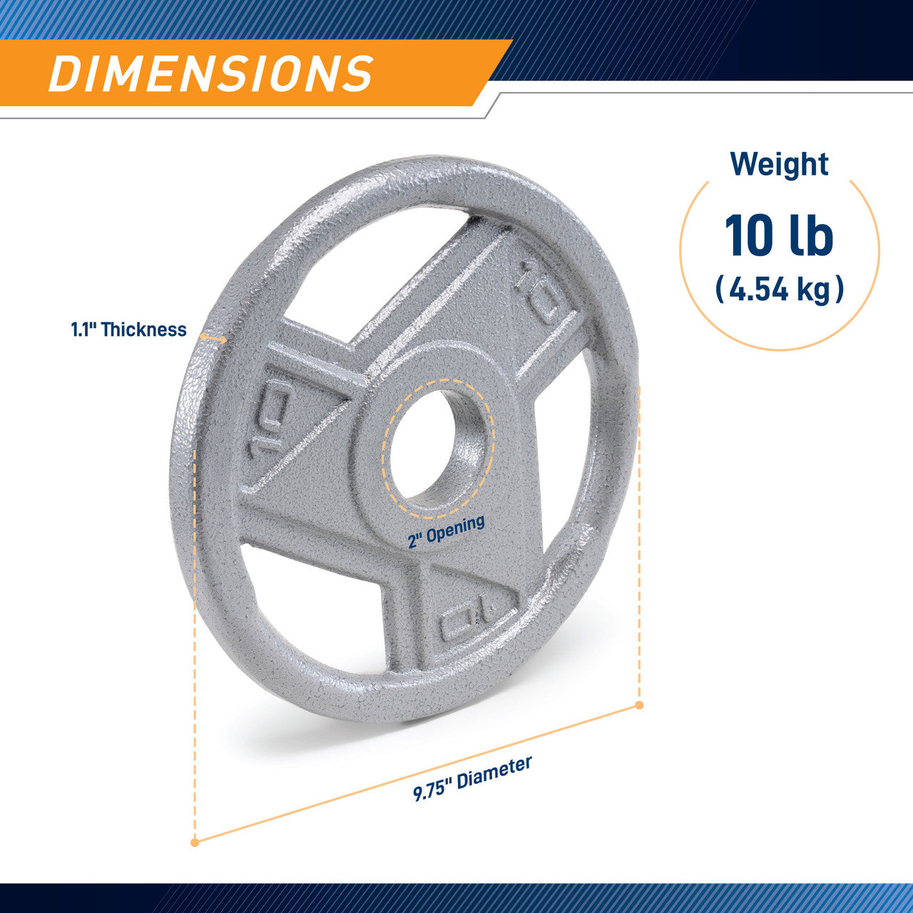 10lb Classic Olympic Plate MCW-10 - Infographic - Dimensions
