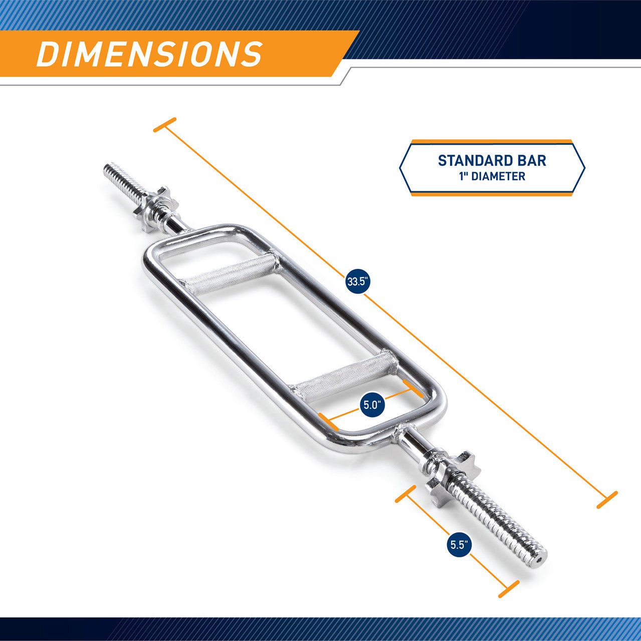 1 Threaded Tricep Bar  Marcy IRBB-34T - Dimension