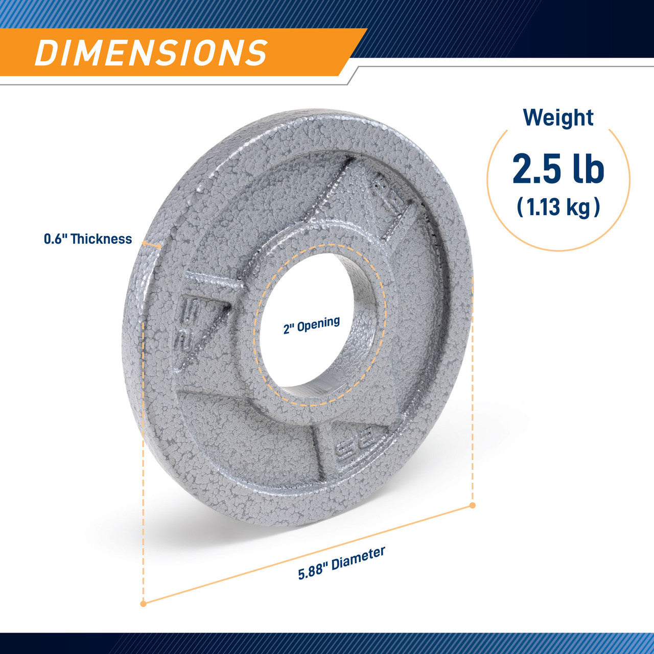 2.5lb Classic Olympic Plate MCW-2 - Infographic - Dimensions