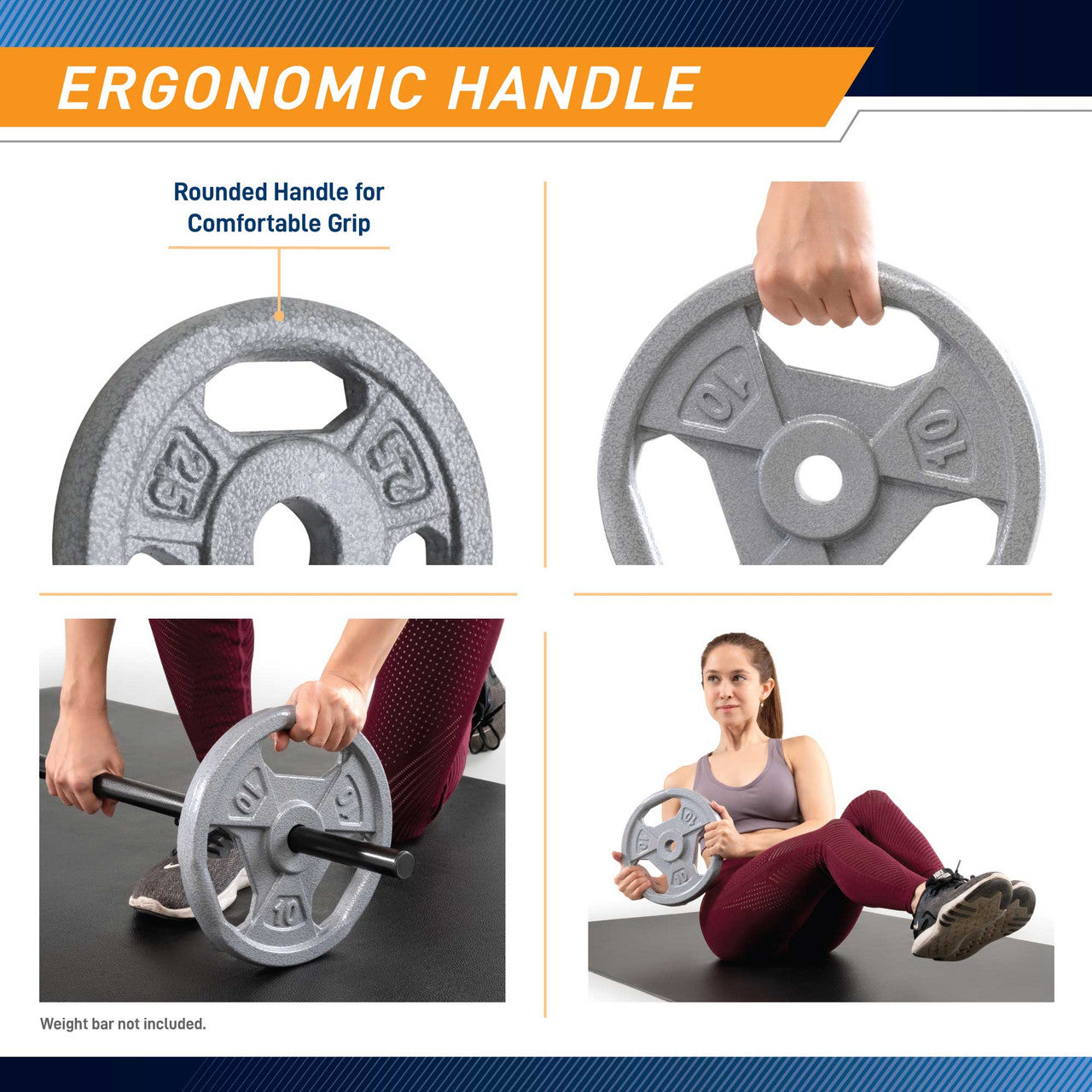 2.5lb Standard Size Grip Plate  B5G-5502 - Infographic -Ergonomic Handle