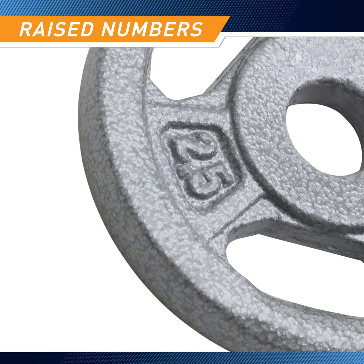 2.5lb Standard Size Grip Plate  B5G-5502 - Infographic - Raised Numbers