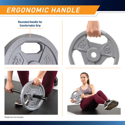 25lb Standard Size Grip Plate  B5G-5525 - Infographic - Ergonomic Handle
